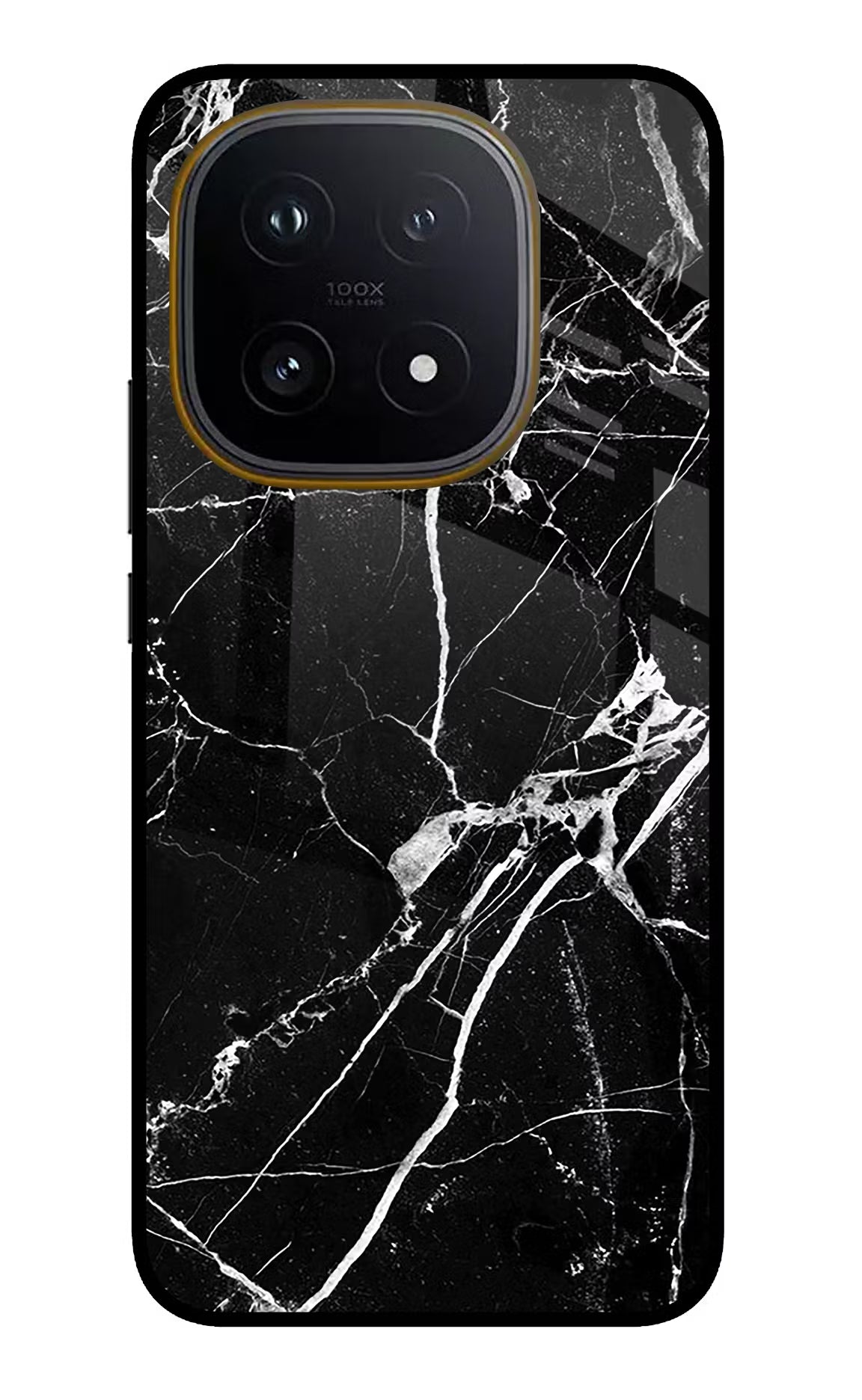 Black Marble Pattern iQOO 15 5G Glass Case