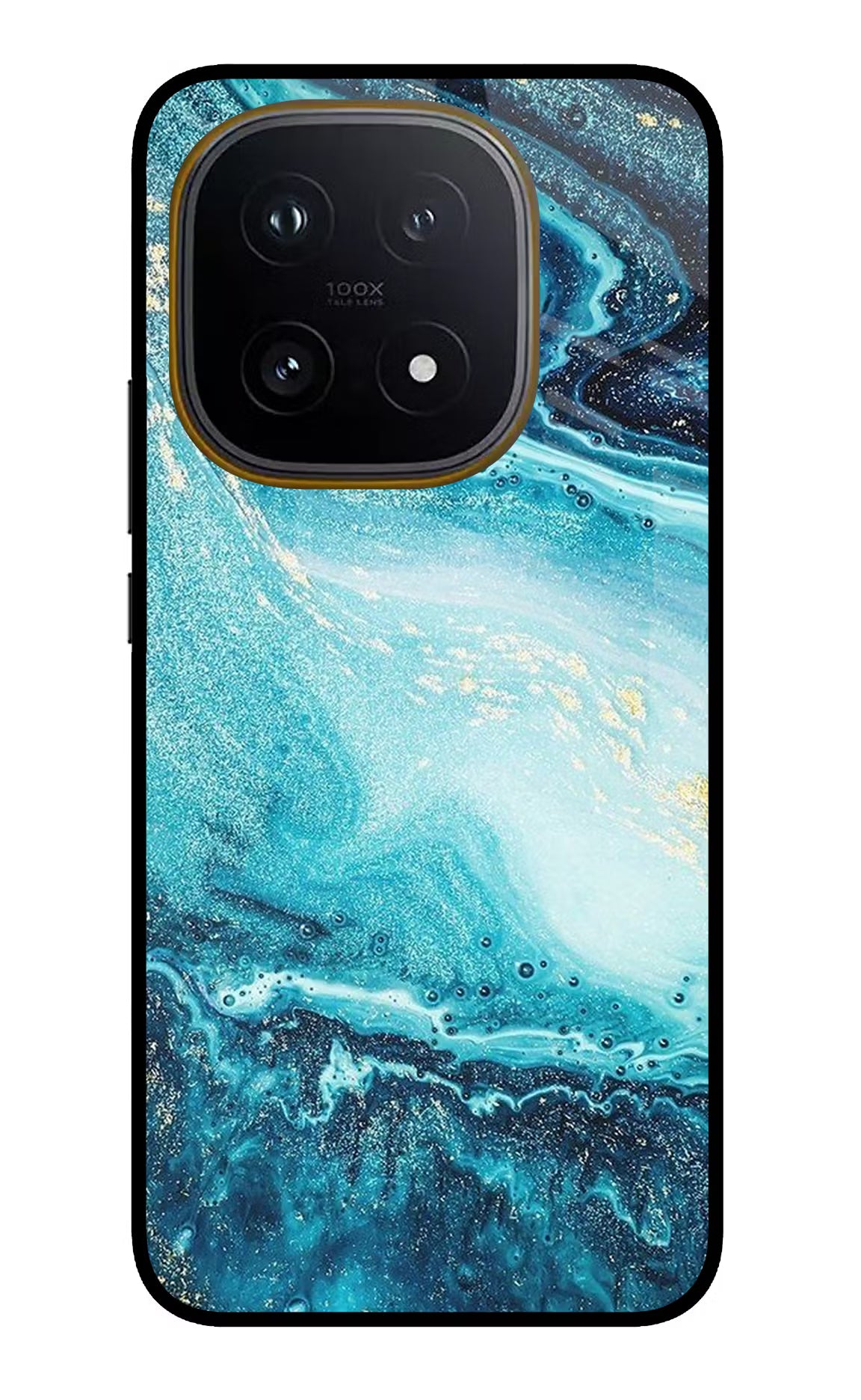 Blue Glitter Marble iQOO 15 5G Glass Case Back Cover by Casekaro