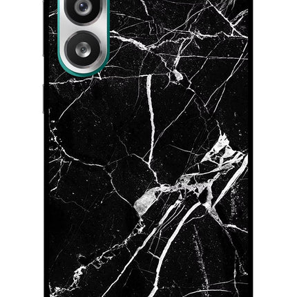 Black Marble Pattern Samsung F56 Glass Case Back Cover by Casekaro