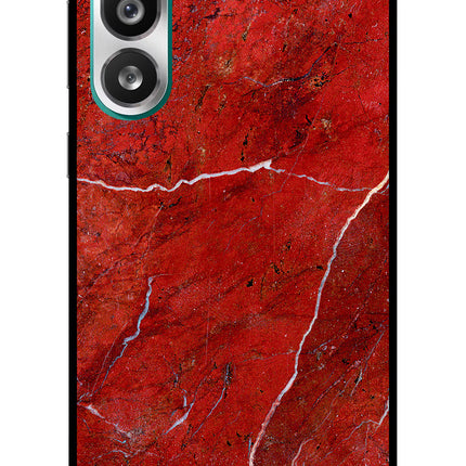 Red Marble Design Samsung F56 Glass Case Back Cover by Casekaro