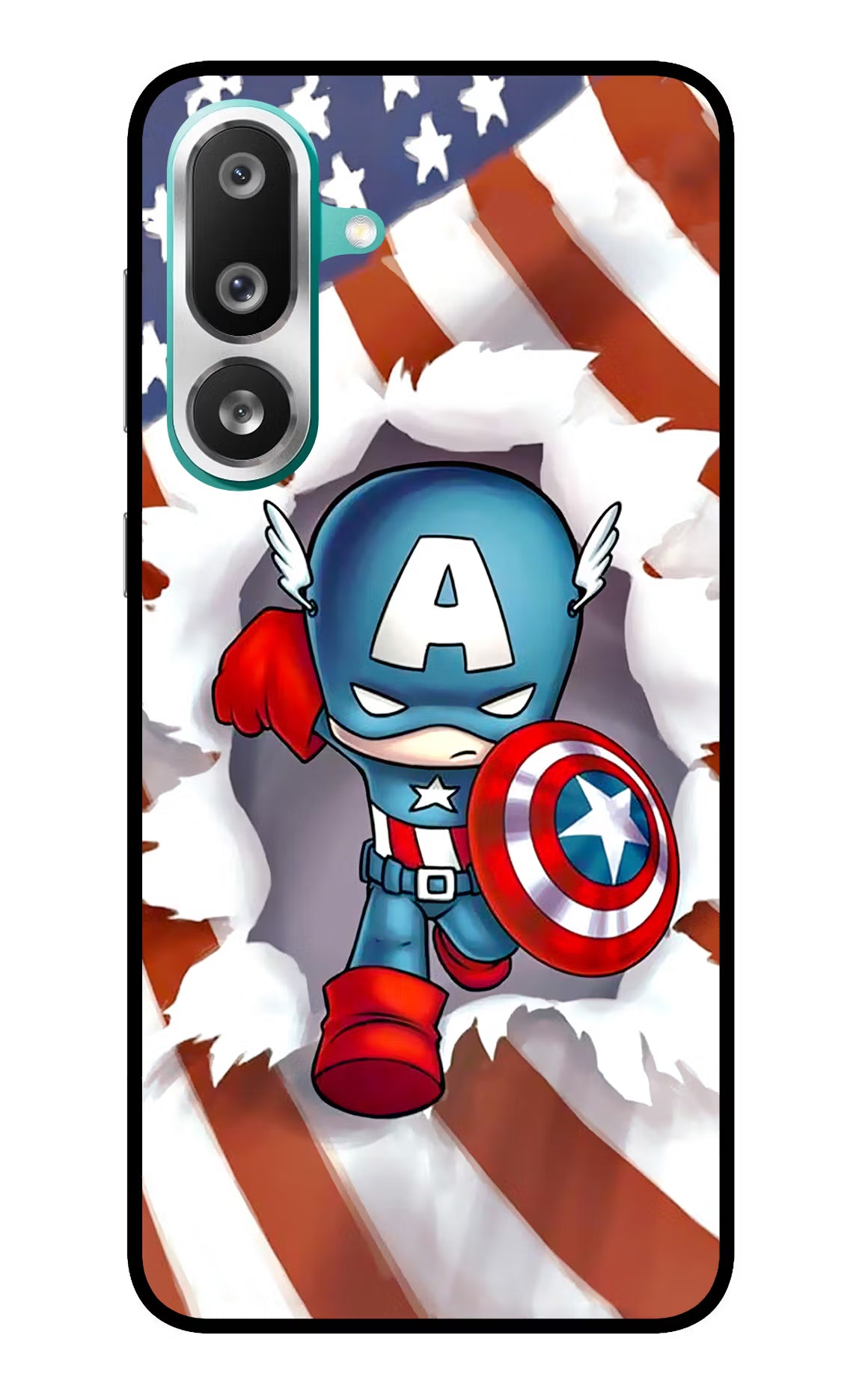 Captain America Samsung F56 Glass Case Back Cover by Casekaro
