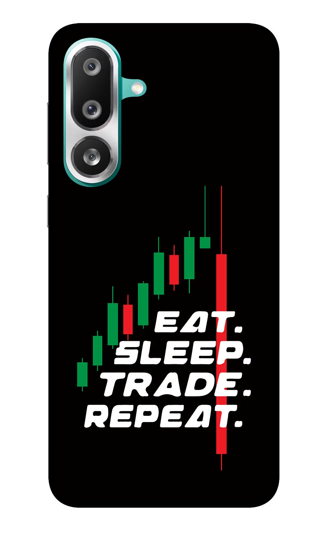 Eat Sleep Trade Repeat Samsung F56 Glass Case Back Cover by Casekaro
