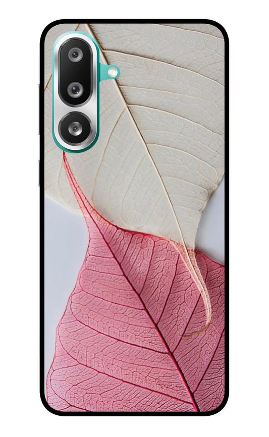 White Pink Leaf Samsung F56 Glass Case