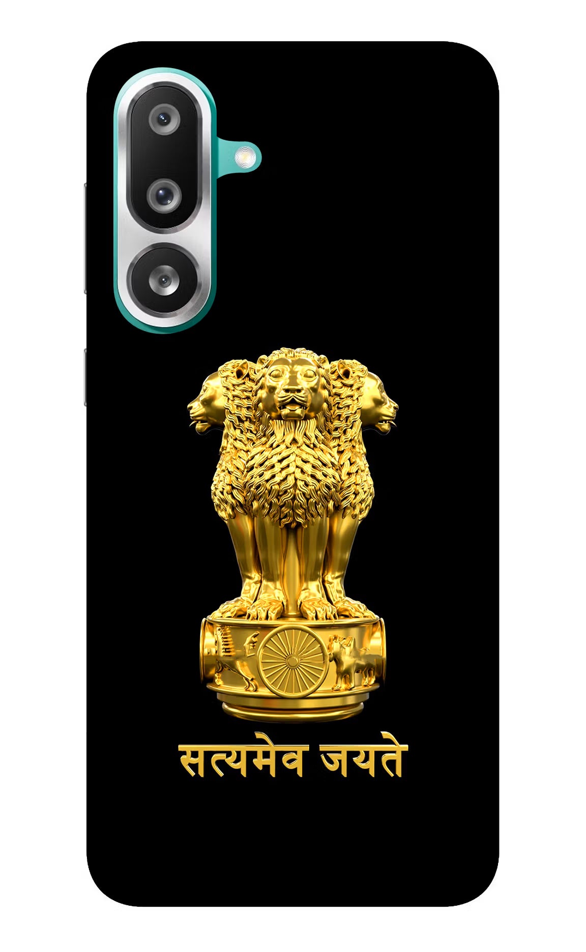Satyamev Jayate Golden Samsung F56 Glass Case Back Cover by Casekaro