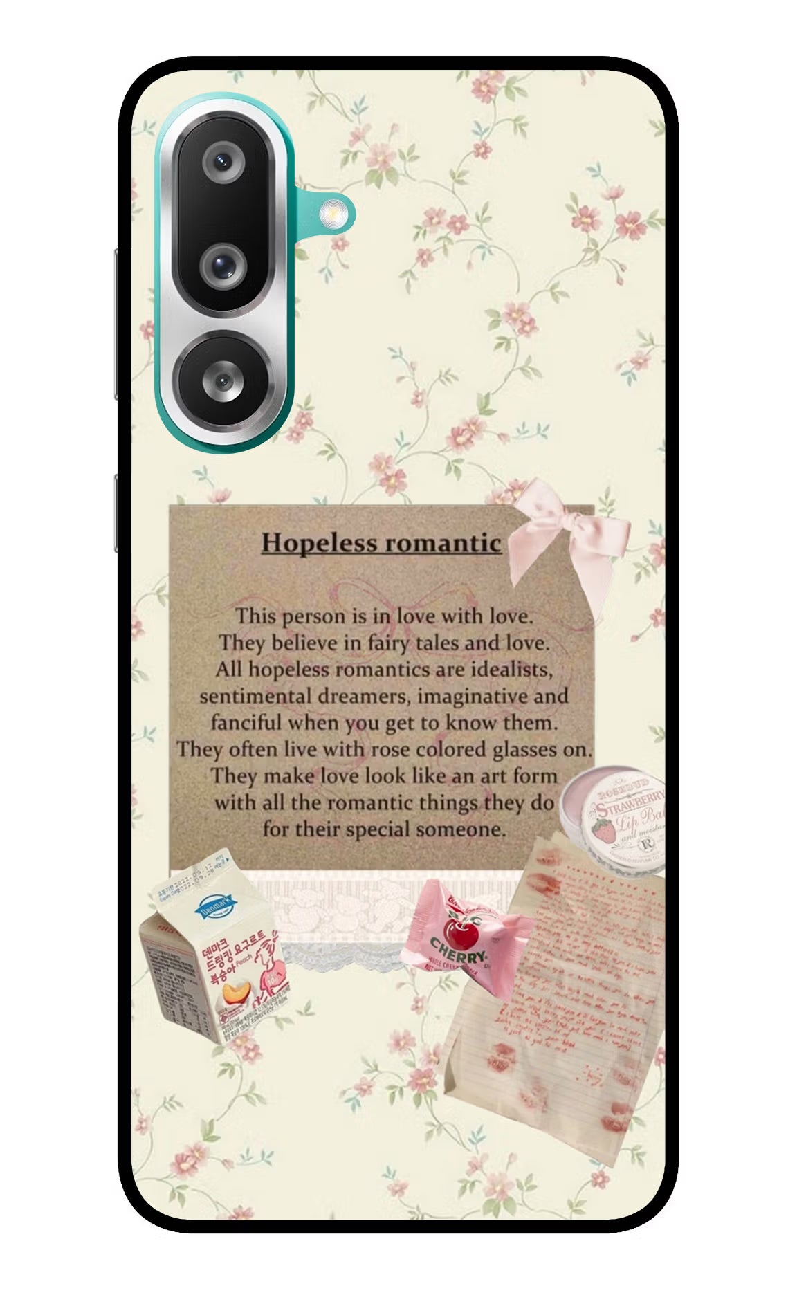 Hopeless Romantic Samsung F56 Glass Case Back Cover by Casekaro