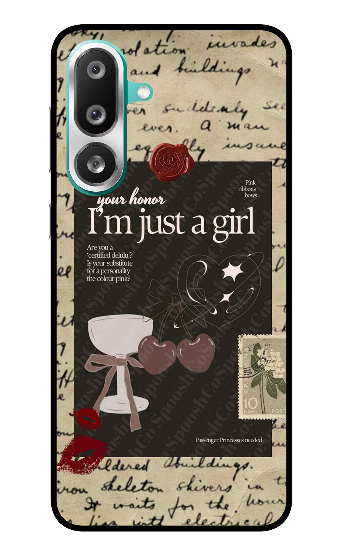 I am just a girl Samsung F56 Glass Case Back Cover by Casekaro