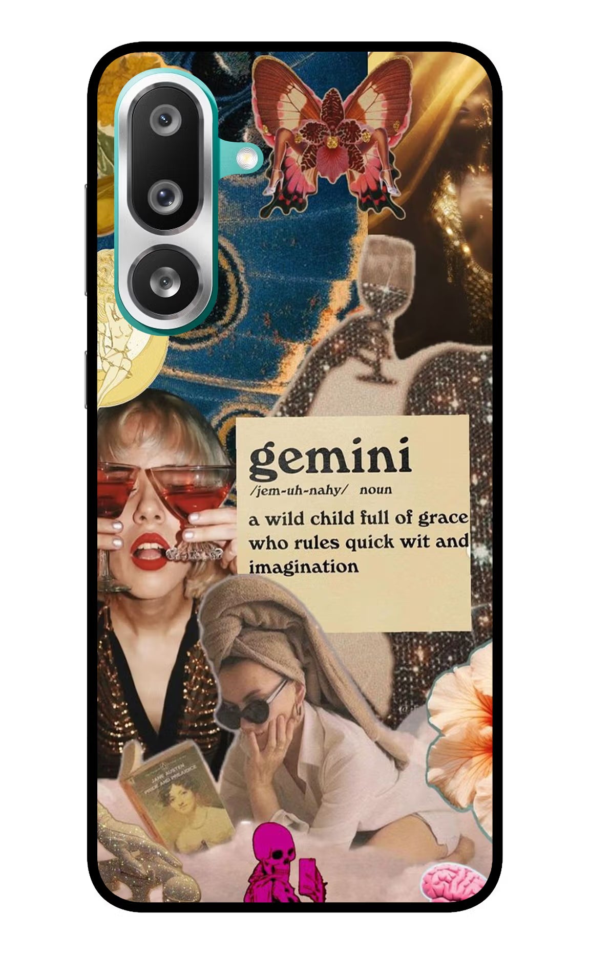 Gemini Zodiac Samsung F56 Glass Case Back Cover by Casekaro