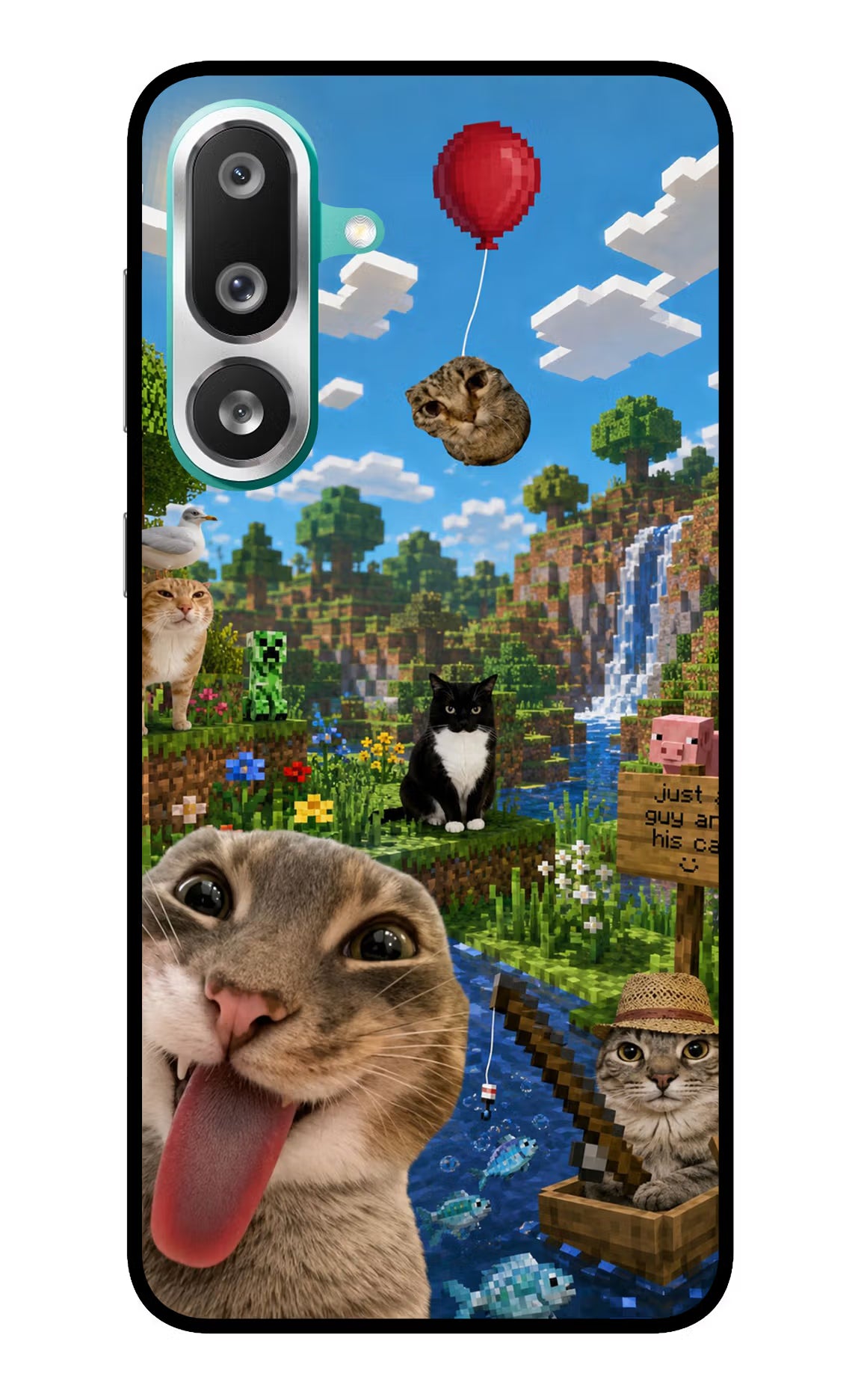 Minecraft Cat Chaos Samsung F56 Glass Case
