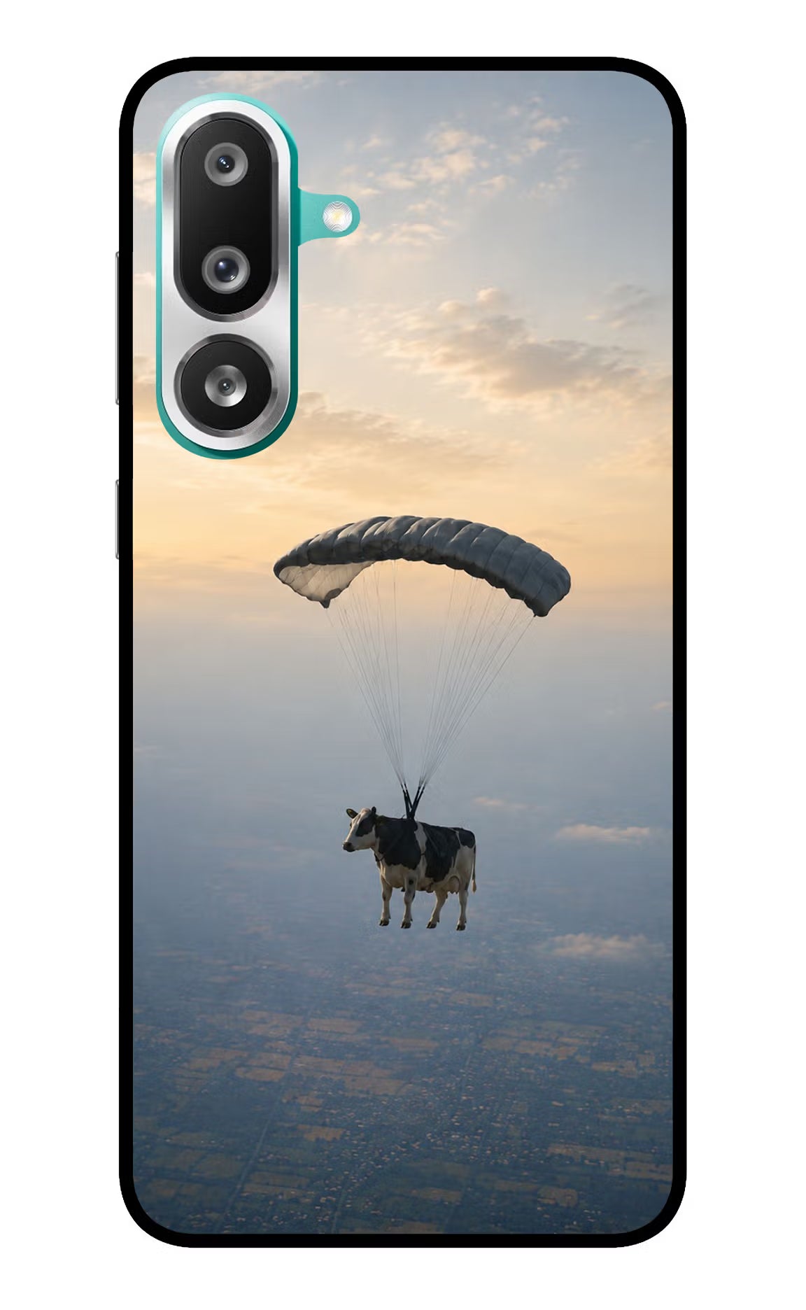 Skydiving Cow Samsung F56 Glass Case