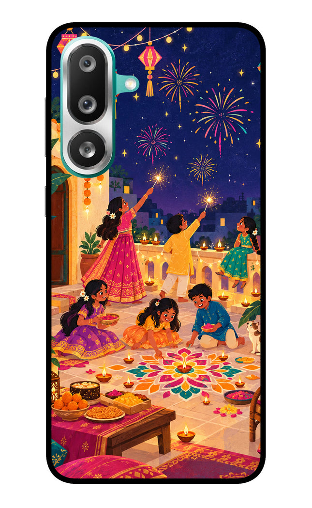 Diwali Night Samsung F56 Glass Case