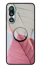 White Pink Leaf Samsung F56 Pop Case by Casekaro