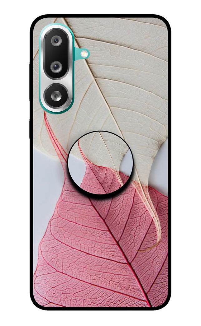 White Pink Leaf Samsung F56 Pop Case by Casekaro