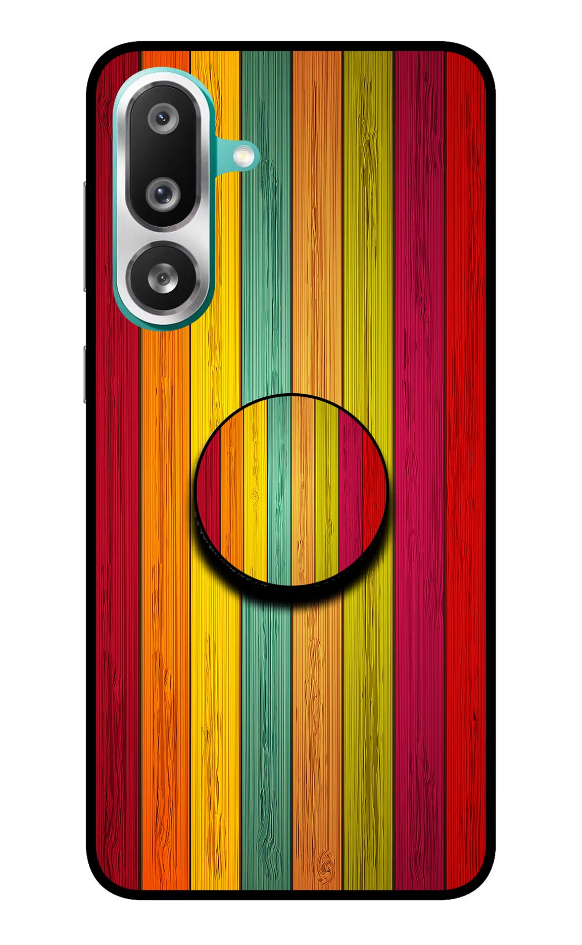 Multicolor Wooden Samsung F56 Pop Case by Casekaro