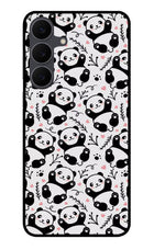 Cute Panda Samsung S25 FE 5G Glass Case Back Cover by Casekaro