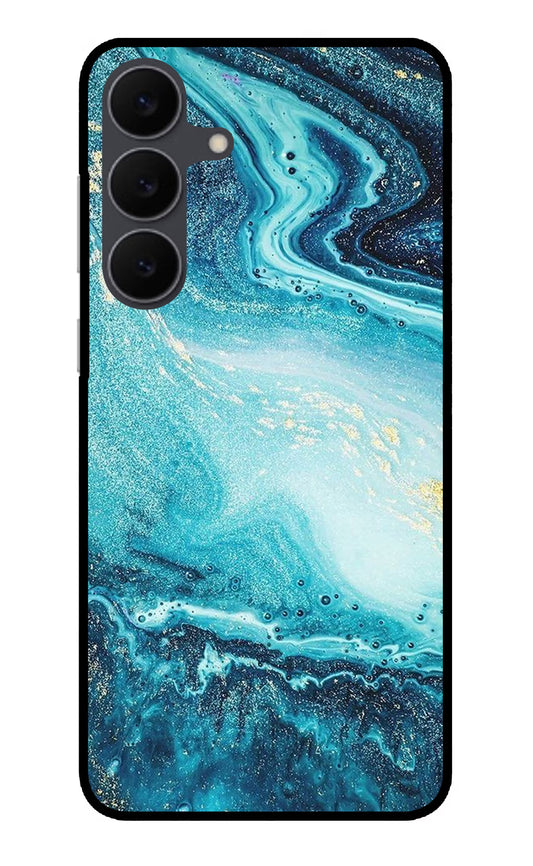 Blue Glitter Marble Samsung S25 FE 5G Glass Case