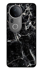 Black Marble Texture Vivo T4 Ultra 5G Glass Case Back Cover by Casekaro