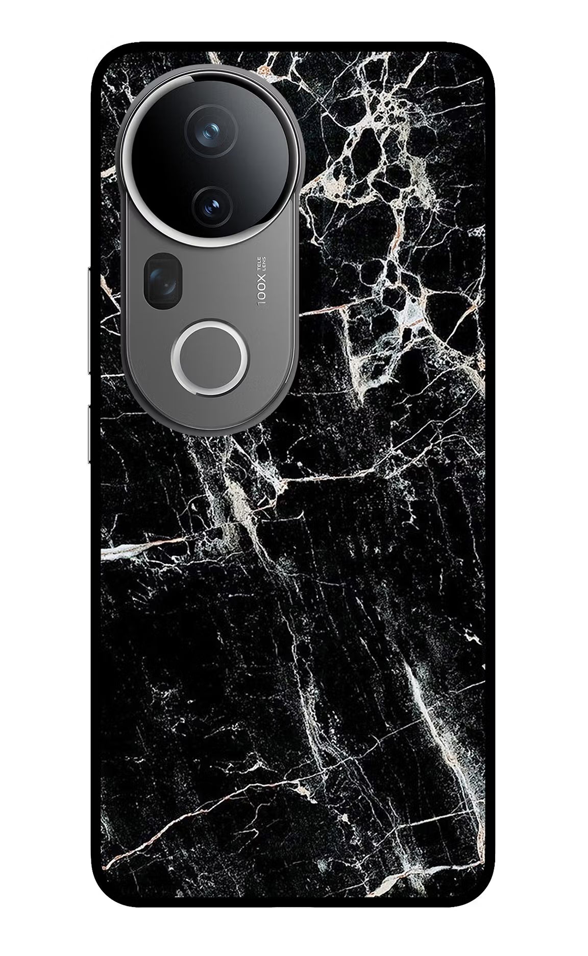 Black Marble Texture Vivo T4 Ultra 5G Glass Case Back Cover by Casekaro