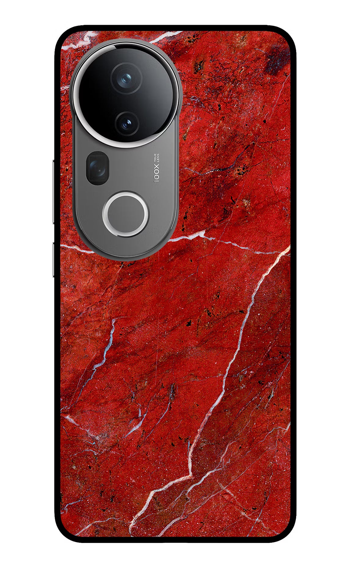 Red Marble Design Vivo T4 Ultra 5G Glass Case Back Cover by Casekaro
