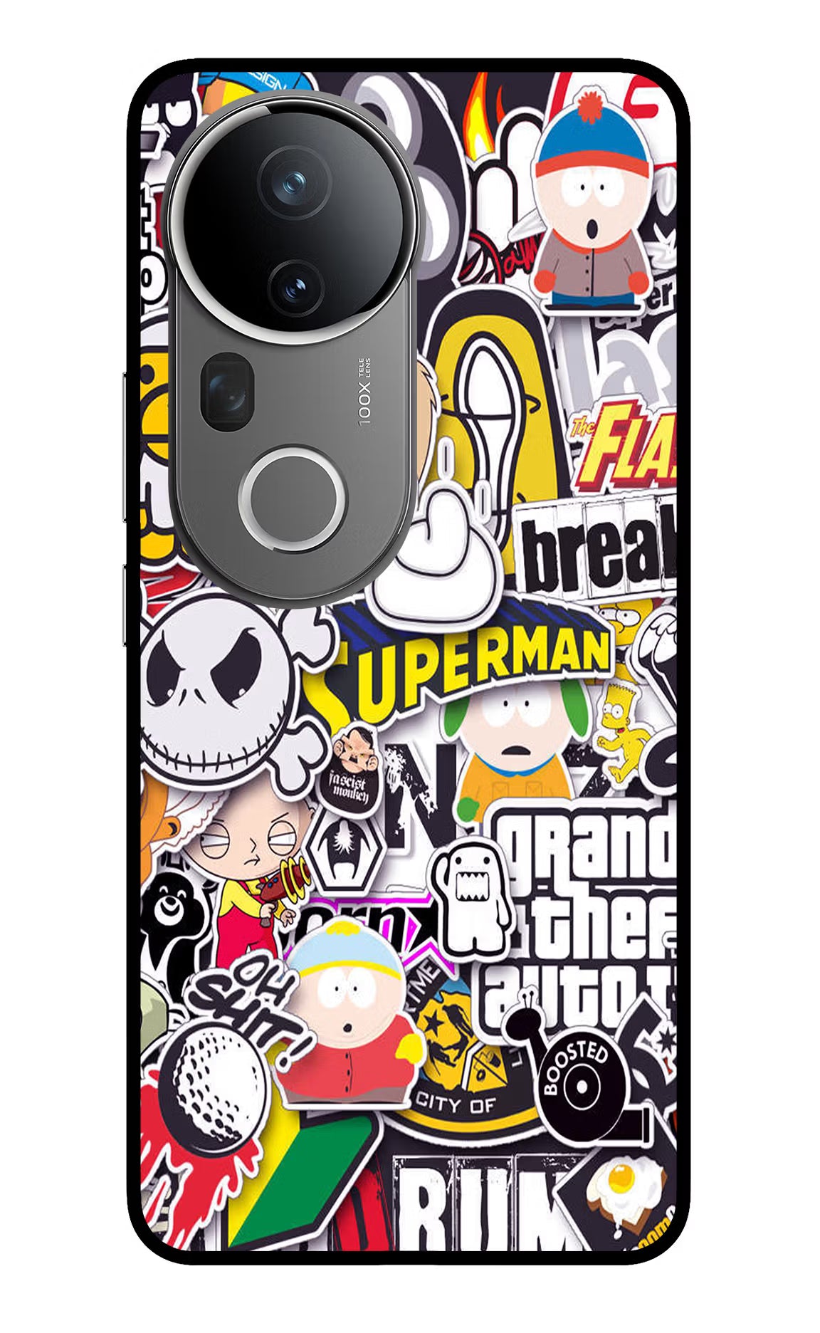Sticker Bomb Vivo T4 Ultra 5G Glass Case Back Cover by Casekaro