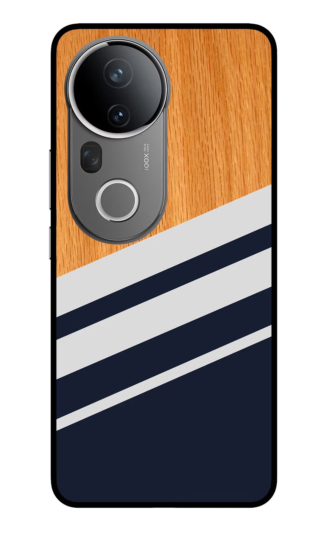 Blue and white wooden Vivo T4 Ultra 5G Glass Case
