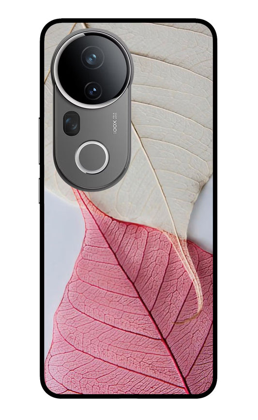 White Pink Leaf Vivo T4 Ultra 5G Glass Case