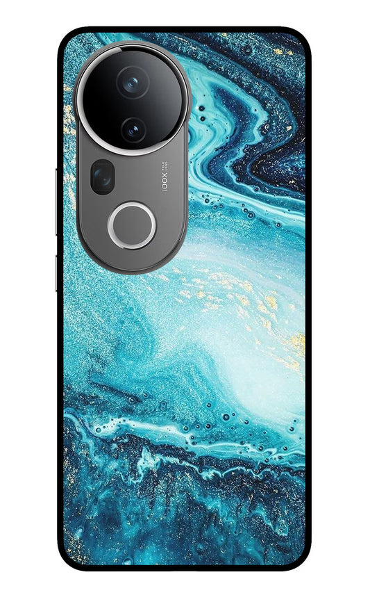 Blue Glitter Marble Vivo T4 Ultra 5G Glass Case