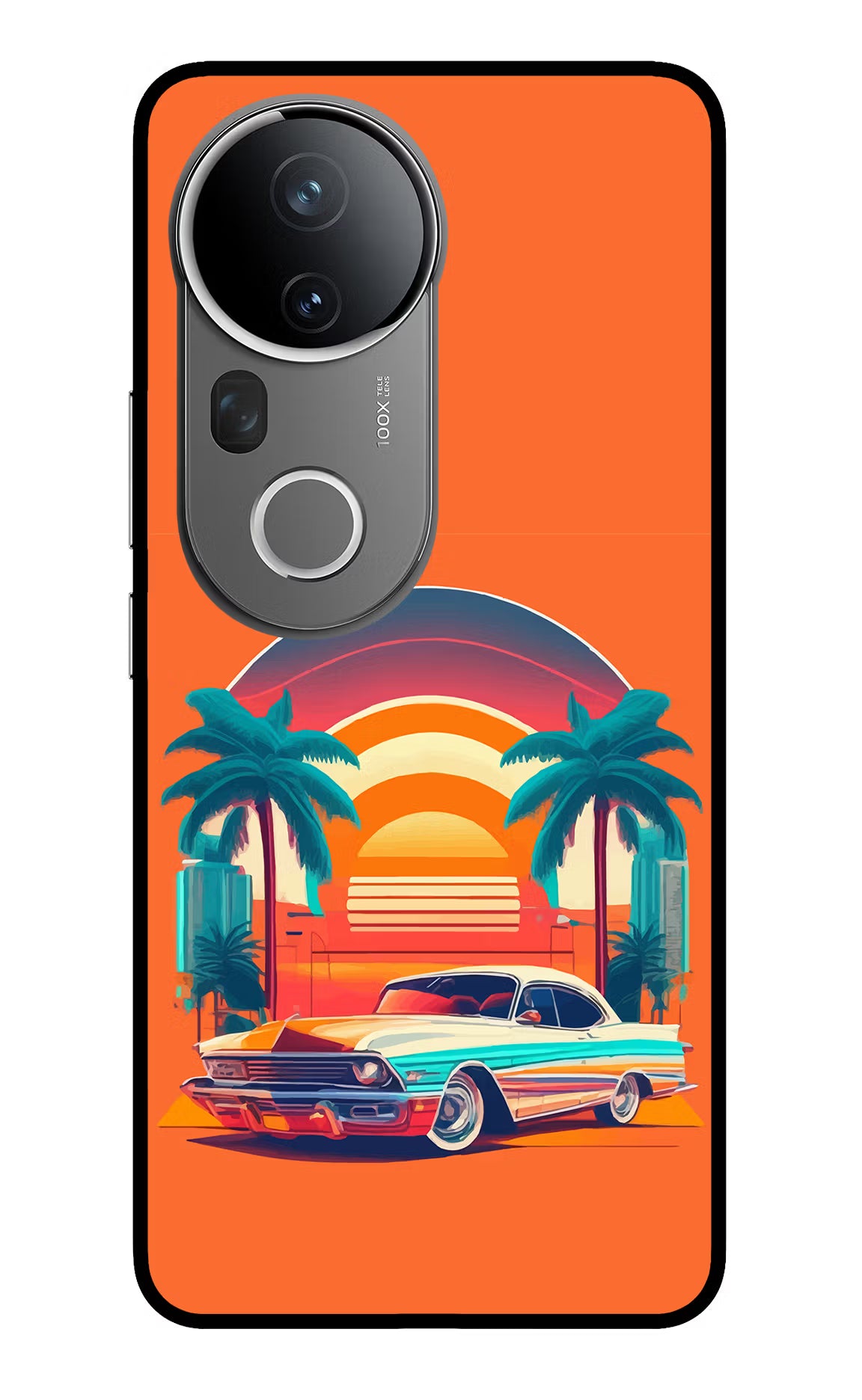 Palm Drive 80s Vivo T4 Ultra 5G Glass Case Back Cover by Casekaro