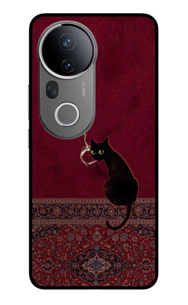 Midnight Cat Vivo T4 Ultra 5G Glass Case Back Cover by Casekaro
