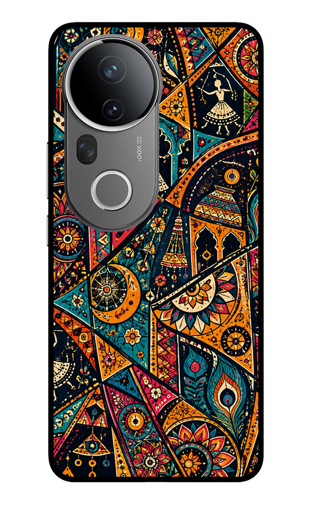 Folk Print Vivo T4 Ultra 5G Glass Case Back Cover by Casekaro