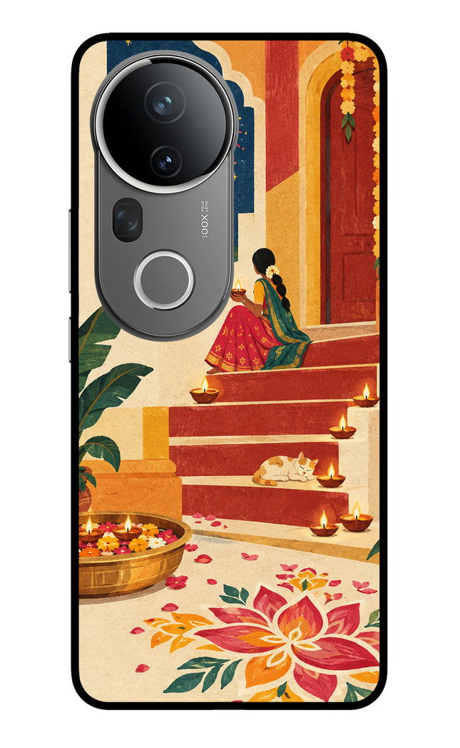 Diwali Rangoli Vivo T4 Ultra 5G Glass Case Back Cover by Casekaro