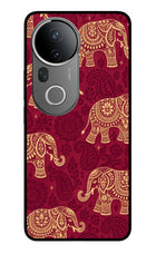 Maroon Elephant Vivo T4 Ultra 5G Glass Case Back Cover by Casekaro