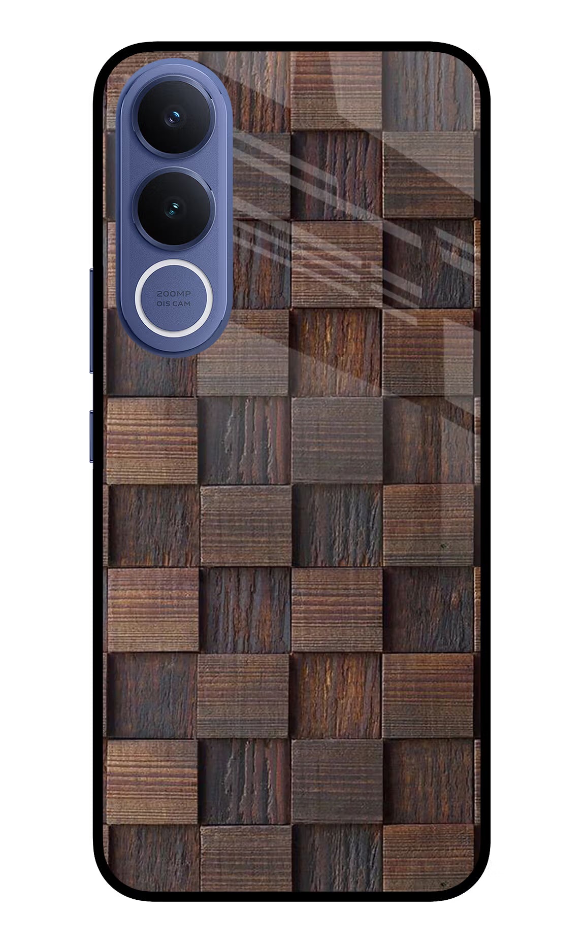 Wooden Cube Design Vivo V70 FE 5G Glass Case Back Cover by Casekaro