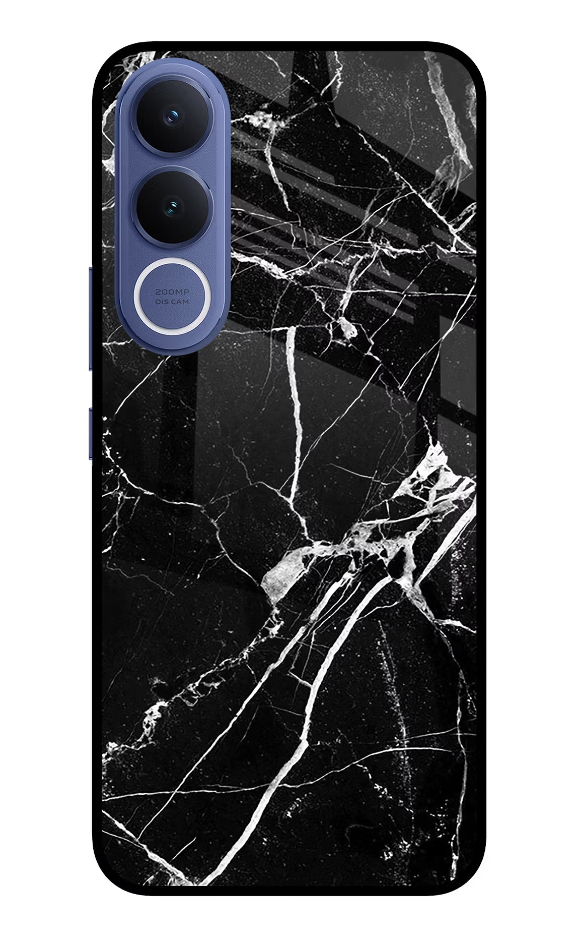 Black Marble Pattern Vivo V70 FE 5G Glass Case Back Cover by Casekaro