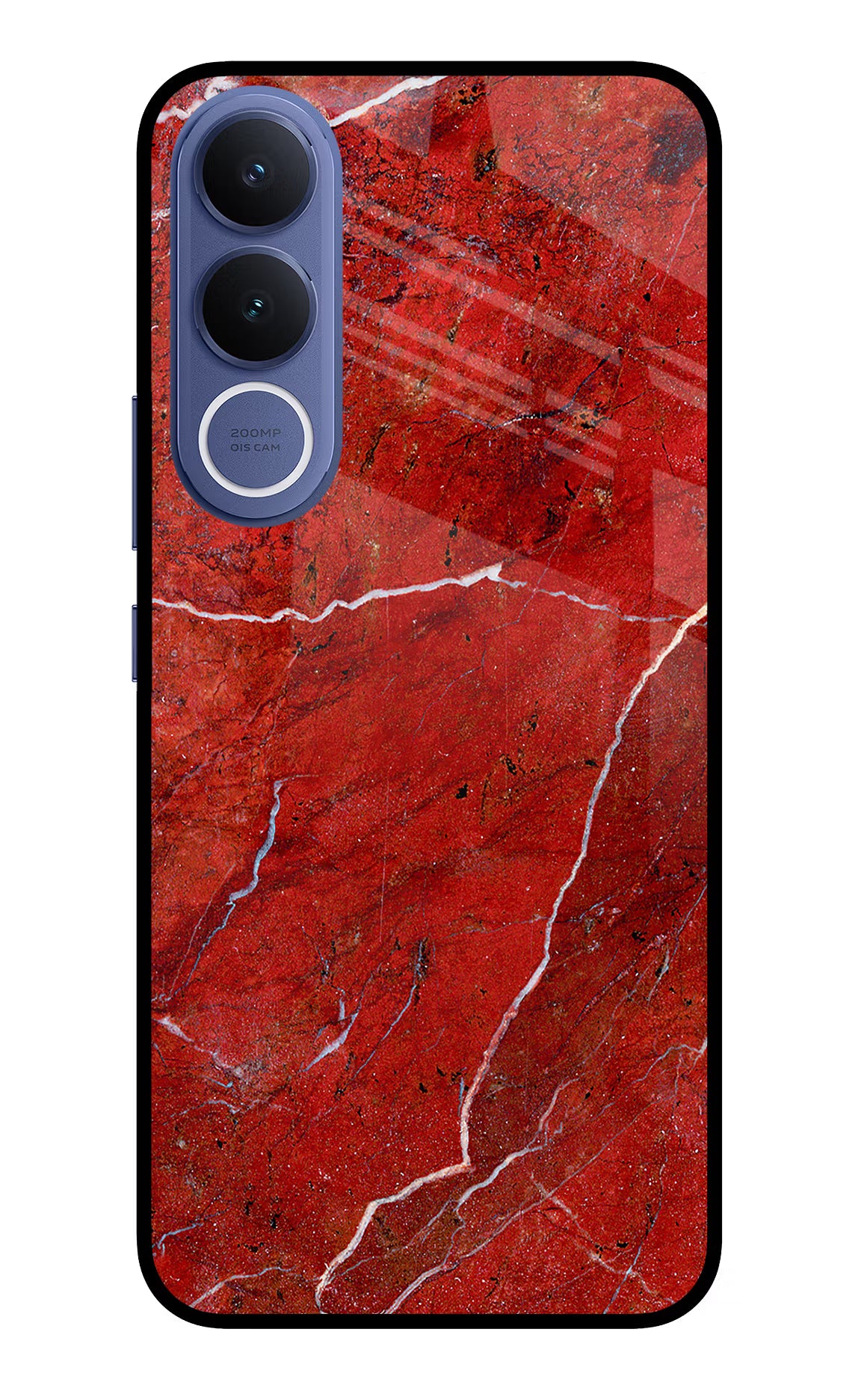 Red Marble Design Vivo V70 FE 5G Glass Case Back Cover by Casekaro