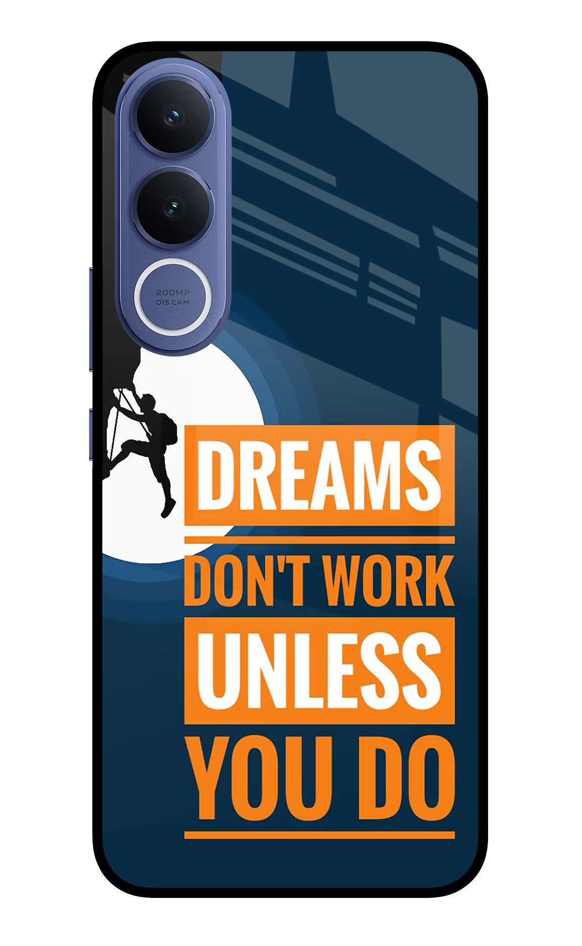 Dreams Don’T Work Unless You Do Vivo V70 FE 5G Glass Case Back Cover by Casekaro