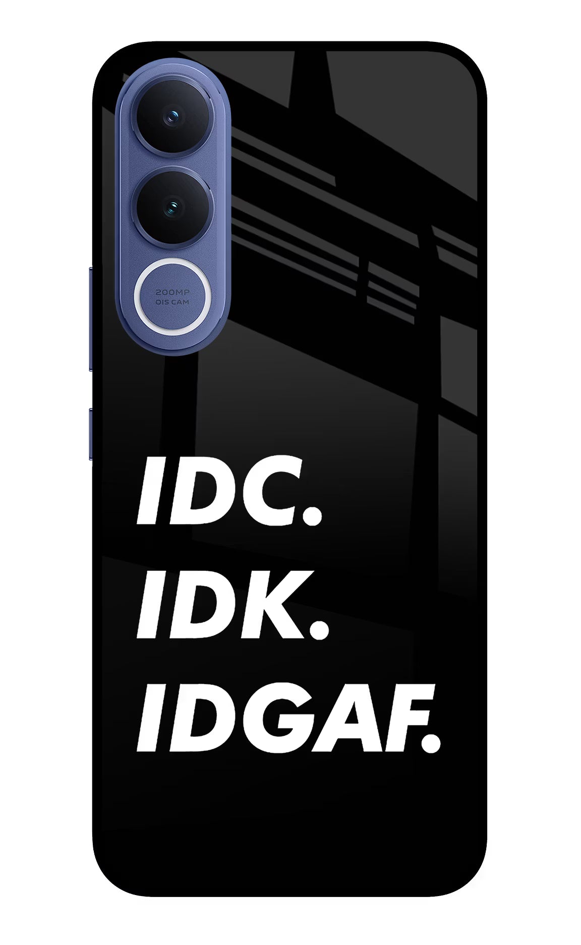 Idc Idk Idgaf Vivo V70 FE 5G Glass Case Back Cover by Casekaro