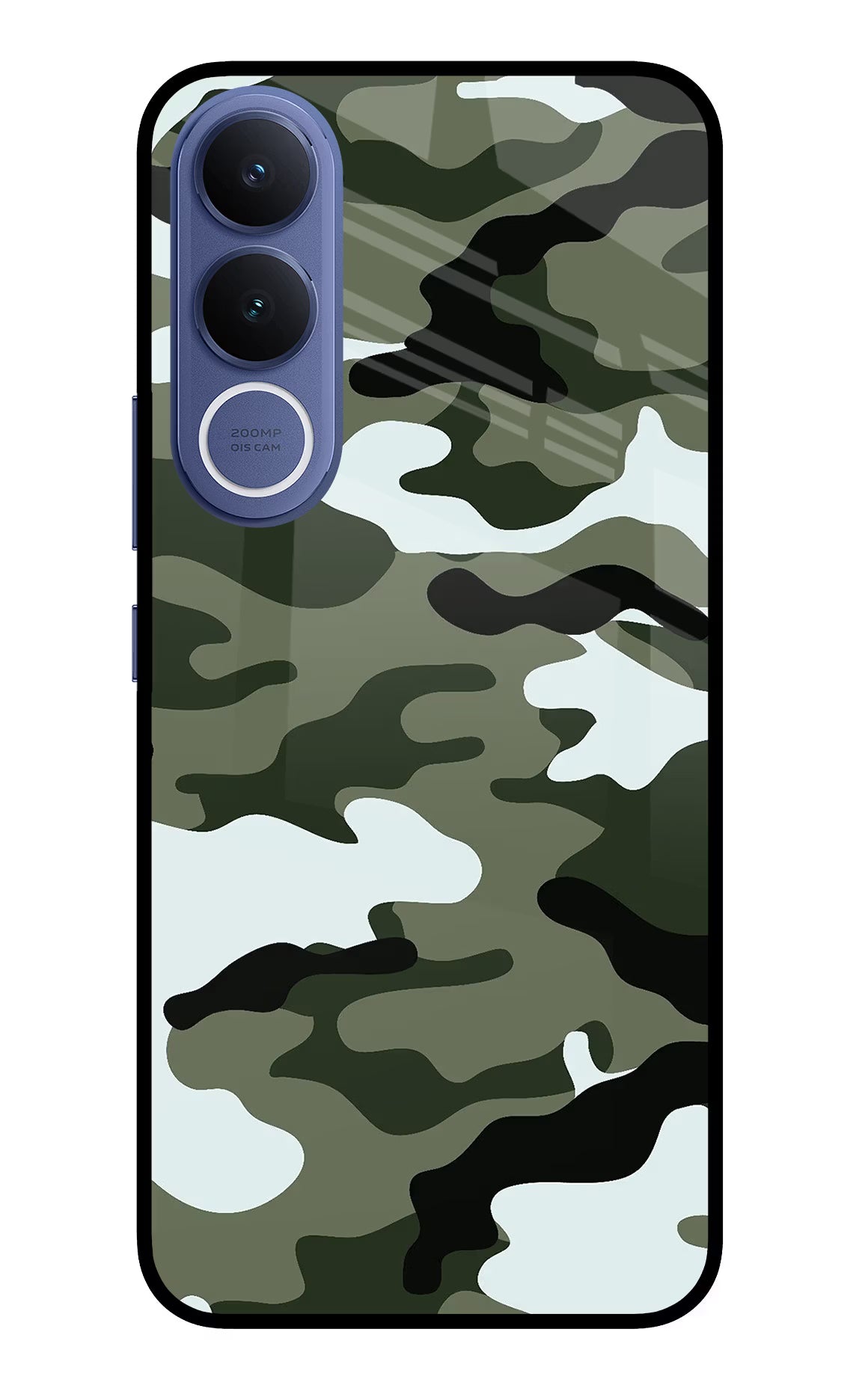 Camouflage Vivo V70 FE 5G Glass Case Back Cover by Casekaro