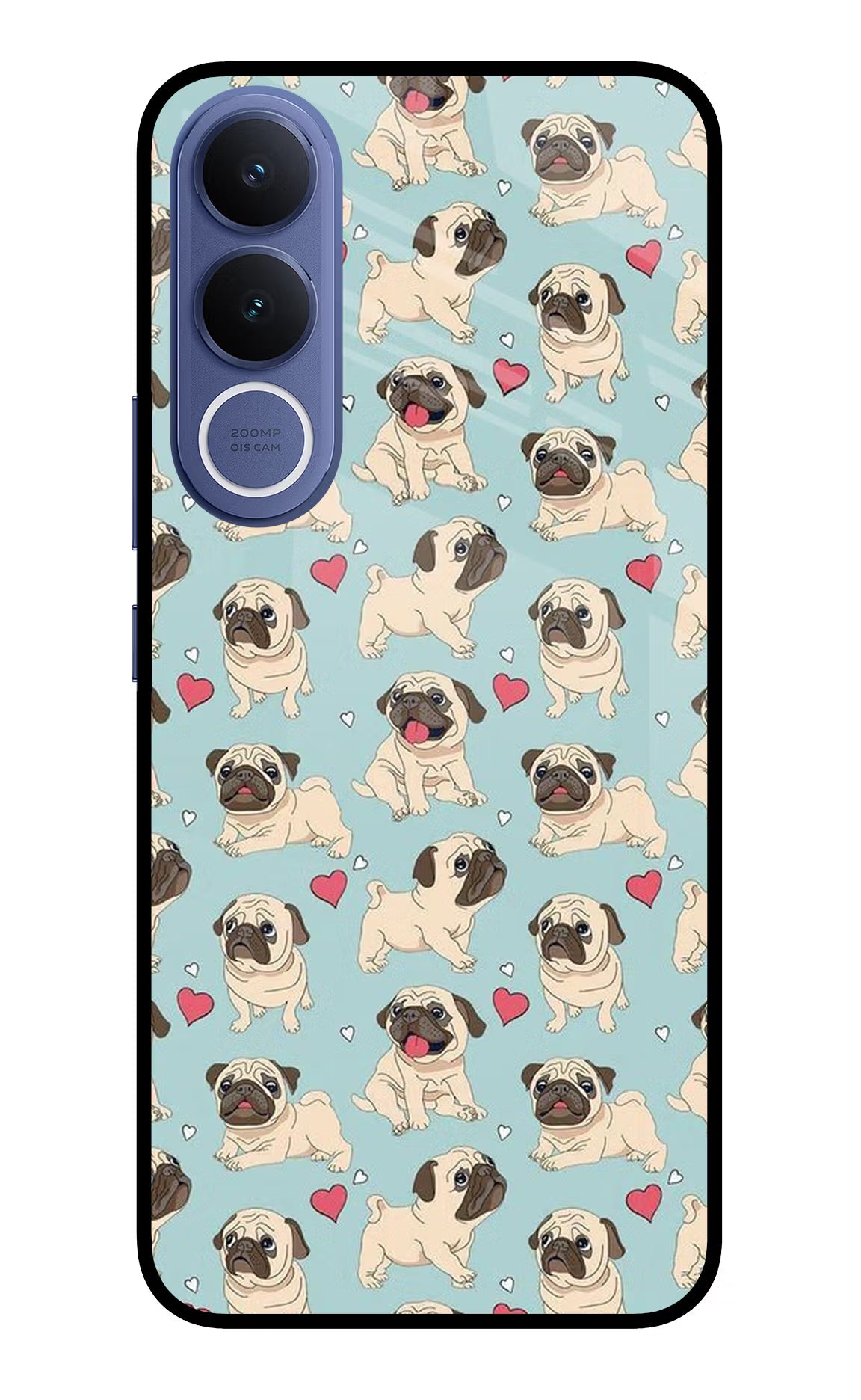 Pug Dog Vivo V70 FE 5G Glass Case Back Cover by Casekaro