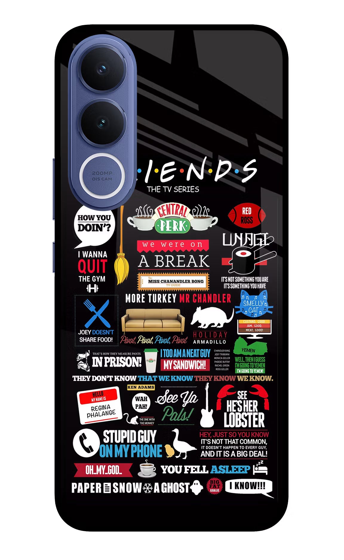 FRIENDS Vivo V70 FE 5G Glass Case Back Cover by Casekaro