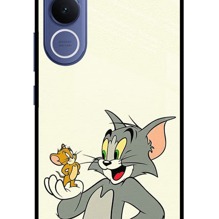 Tom & Jerry Vivo V70 FE 5G Glass Case Back Cover by Casekaro