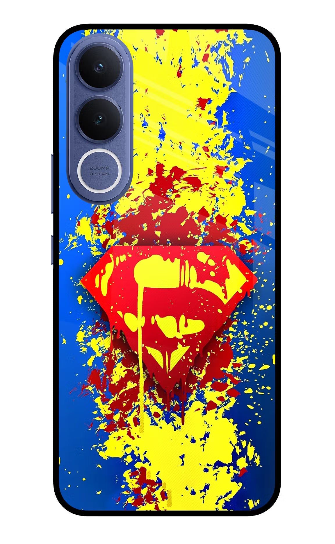Superman logo Vivo V70 FE 5G Glass Case Back Cover by Casekaro