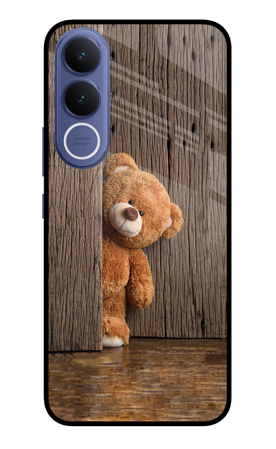 Teddy Wooden Vivo V70 FE 5G Glass Case Back Cover by Casekaro