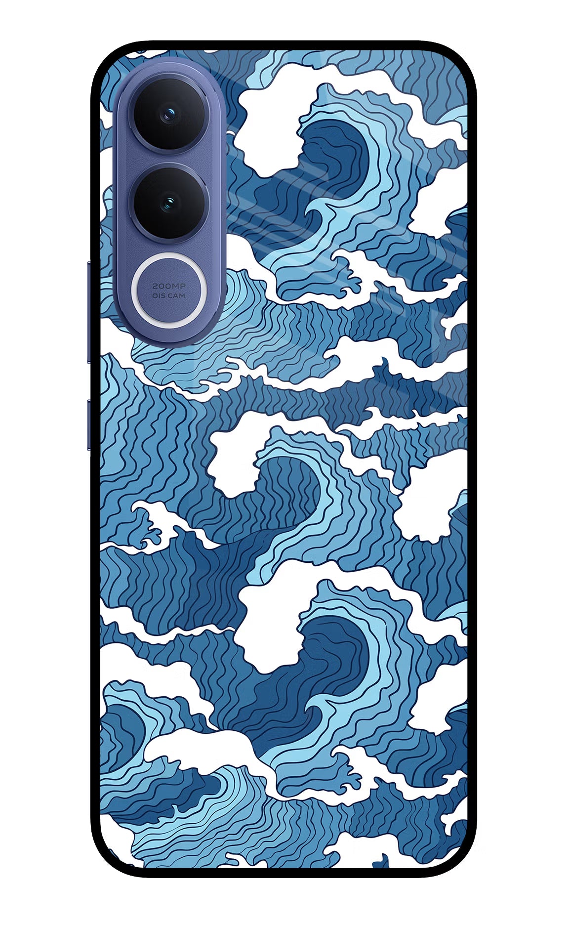 Blue Waves Vivo V70 FE 5G Glass Case Back Cover by Casekaro