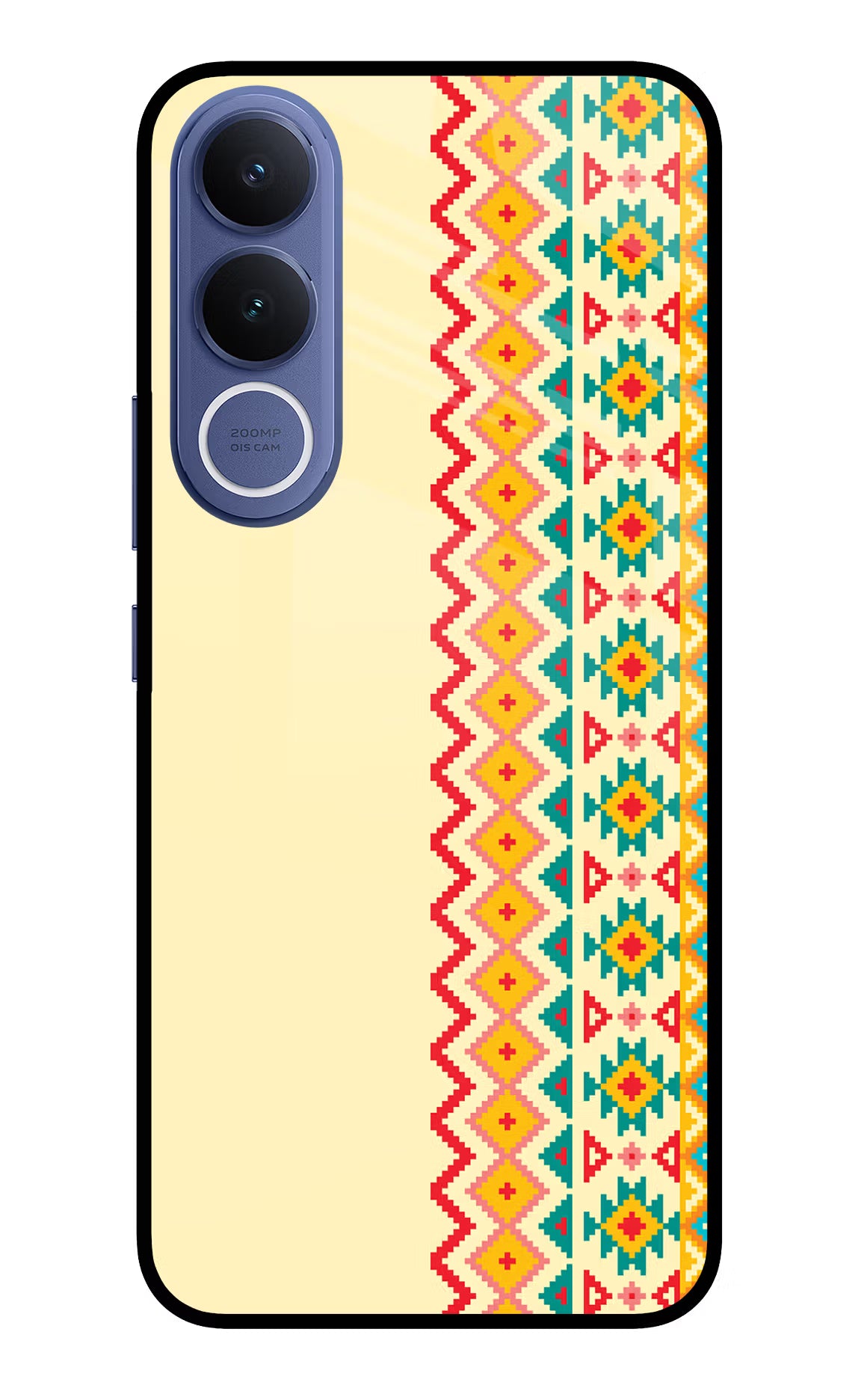 Ethnic Seamless Vivo V70 FE 5G Glass Case Back Cover by Casekaro