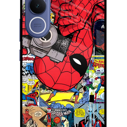 Spider Man Vivo V70 FE 5G Glass Case Back Cover by Casekaro