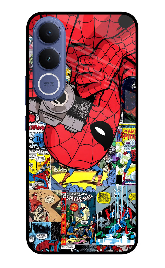Spider Man Vivo V70 FE 5G Glass Case Back Cover by Casekaro