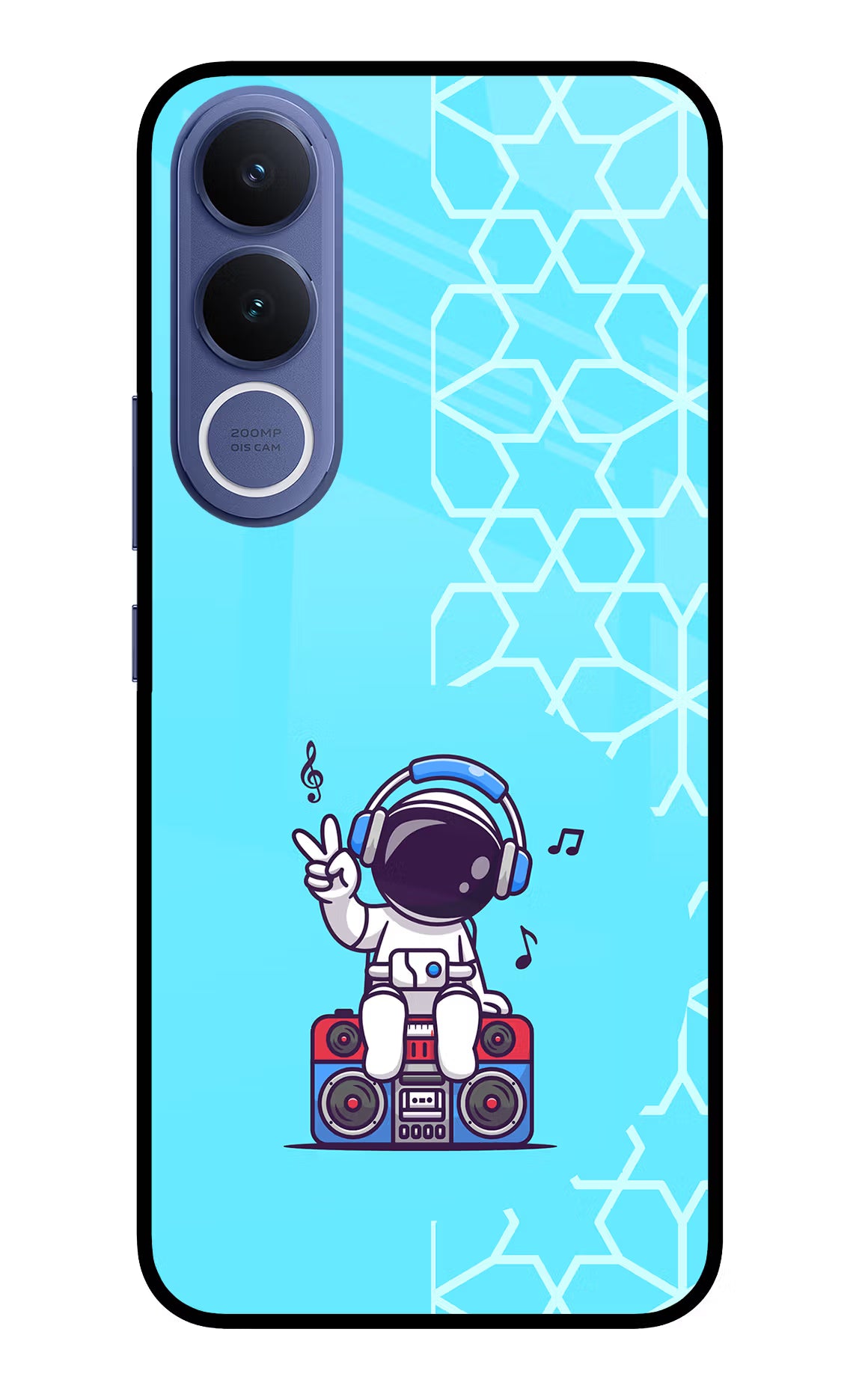 Cute Astronaut Chilling Vivo V70 FE 5G Glass Case Back Cover by Casekaro