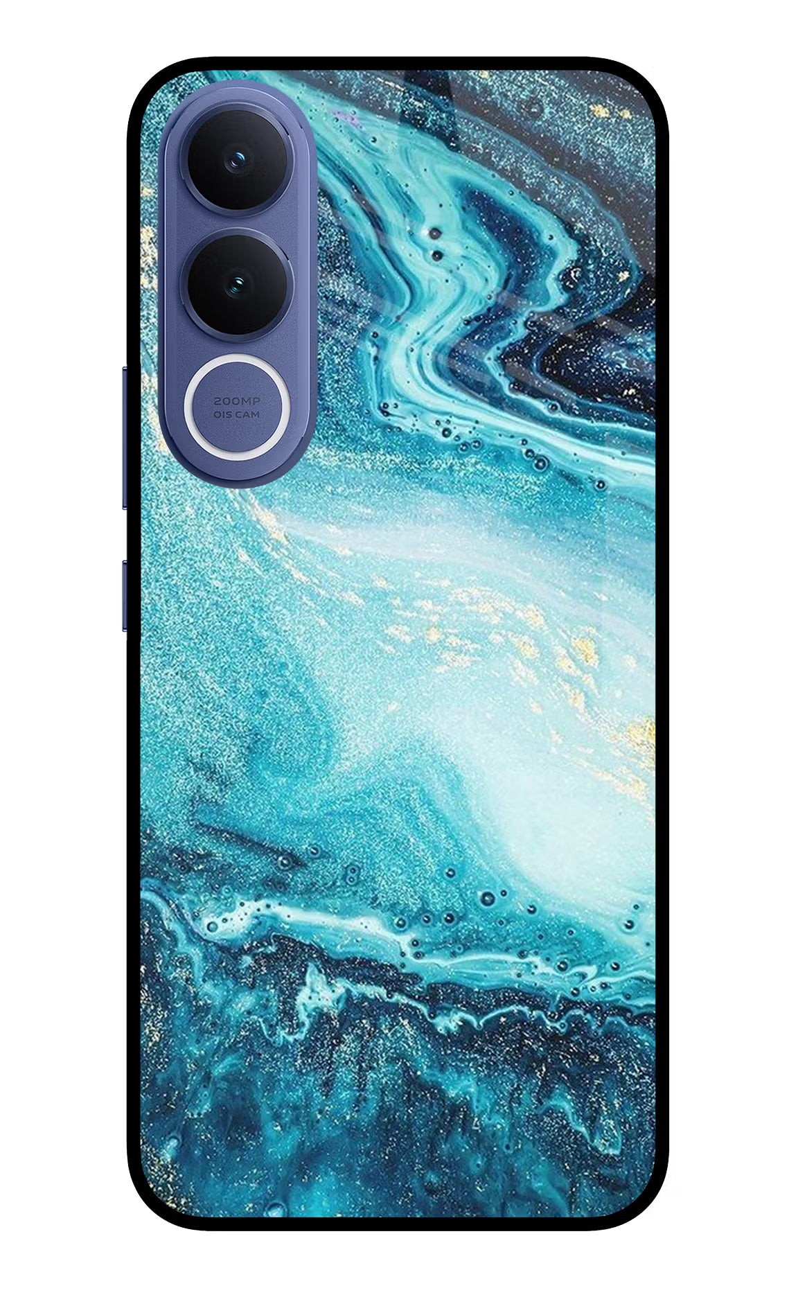 Blue Glitter Marble Vivo V70 FE 5G Glass Case