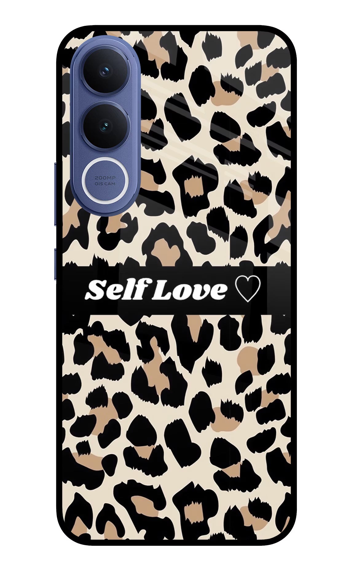 Leopard Print Self Love Vivo V70 FE 5G Glass Case Back Cover by Casekaro