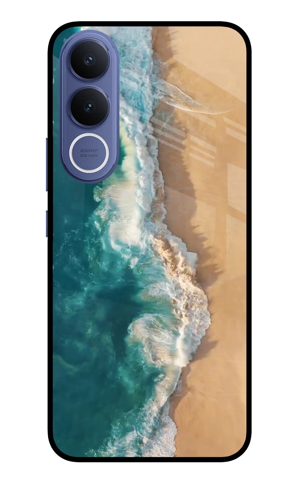 Ocean Beach Vivo V70 FE 5G Glass Case Back Cover by Casekaro